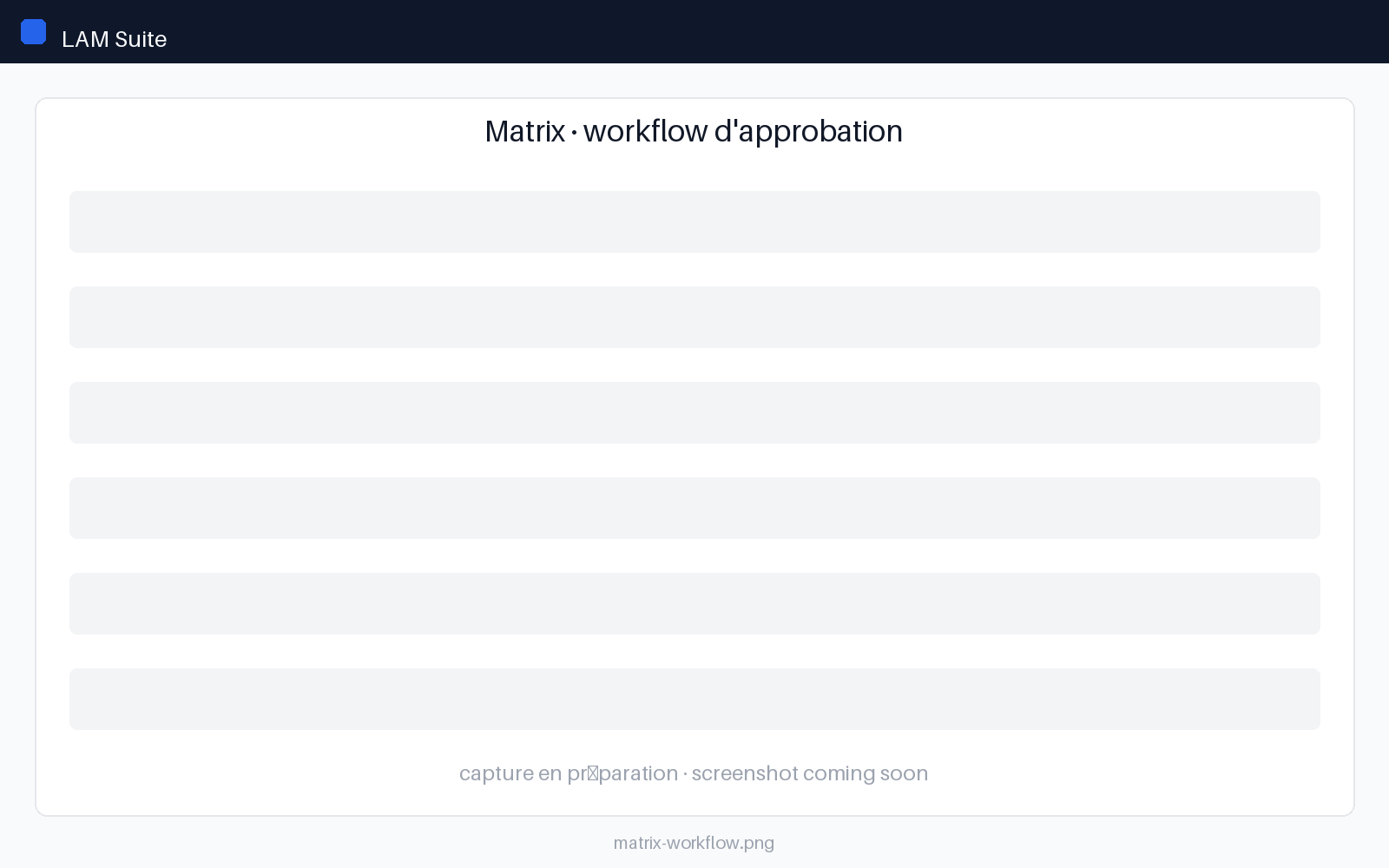 Workflow d'approbation d'un changement de matrice dans LAM Suite